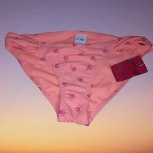 NWT S Candie's Coral w/ Pink Roses Swimsuit Bathing Suit Separates BOTTOMS ONLY